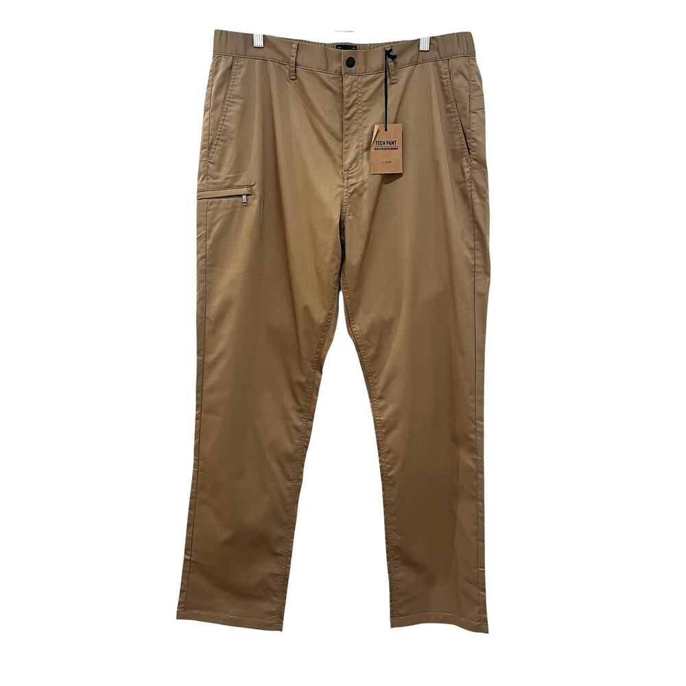 J Crew Tech Pant Mens 36x32 Khaki 770 Straight Stretch Performance Casual